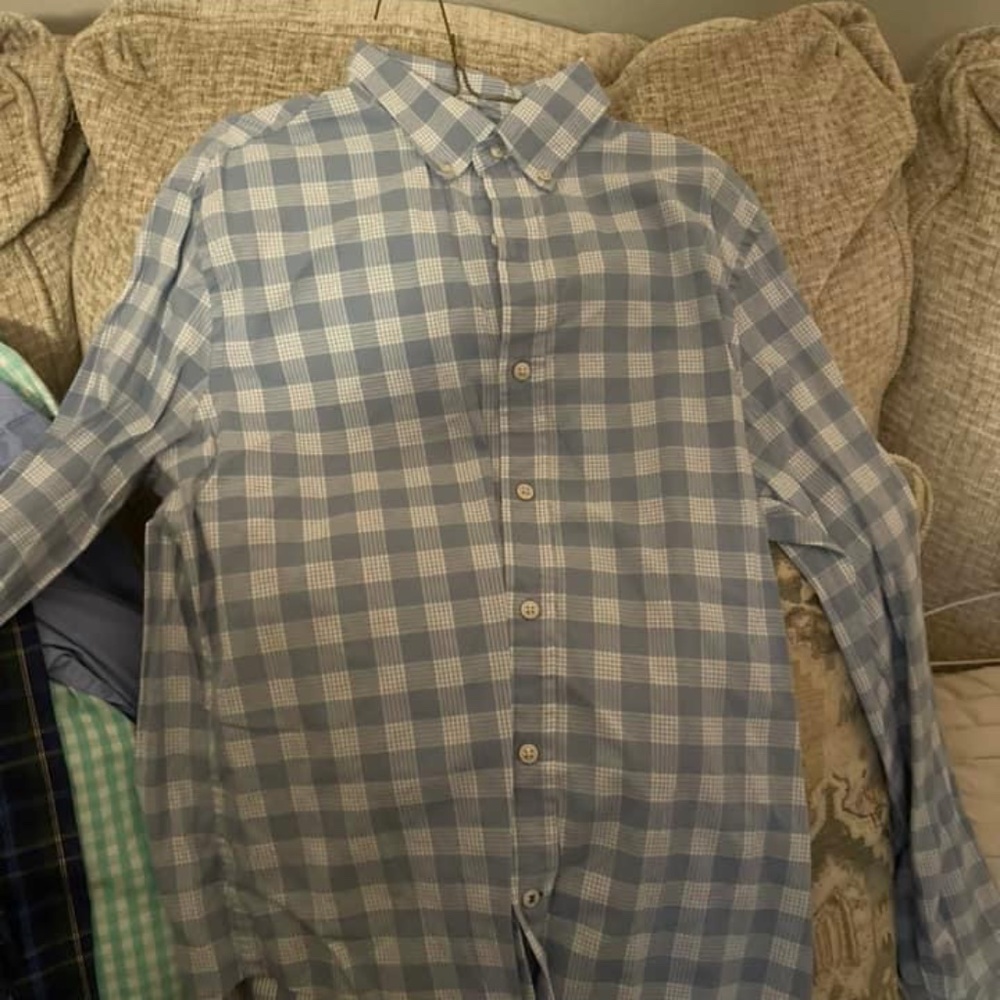 Checkered blue button up